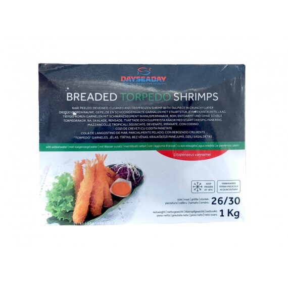 DAYSEADAY Torpedo shrimps japanese breaded 26/30 1kg, Vietnam, Frozen
